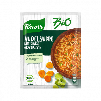 Knorr Bio Nudelsuppe mit Rinds­Geschmack, 2 Teller